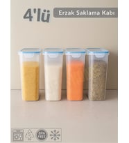 4'Lü Erzak Kabı Seti Vakumlu Saklama Kabı Hava Almaz Bakliyat Kabı Bpa Free