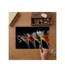 Renkli İçecekler - Martini Tasarımı 240 parça Ahşap Puzzle Ahşap Kutuda MP01845