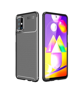 Galaxy M31s Kılıf Auto Focus Karbon Kapak - Siyah