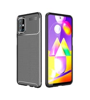 Galaxy M31s Kılıf Auto Focus Karbon Kapak - Siyah