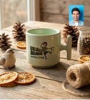 Kişiye Özel Karikatürlü Sarı Lacivert Taraftar T Pastel Kupa Doğum Günü Hediyesi