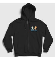 Presmono Unisex Siyah Bluey Dance Mode Bandit Chili Fermuarlı Kapüşonlu Sweatshirt 446450tt