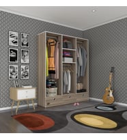 Kenzlife giysi dolabı 3 bölmeli 3 çekmeceli hamit150 crd dolap kapaksız