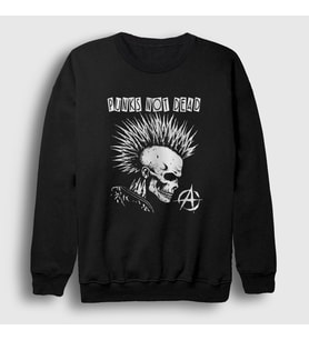 Presmono Unisex Siyah Skull Müzik Punks Not Dead Sweatshirt 513858tt