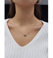 Kelebek Lazer Mineli Minimal Kolye (Karışık)