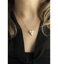 Yuvarlak 3 Taşlı 925 Ayar Gümüş Kolye (Beyaz)