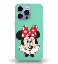 Apple iPhone 13 Pro  Lansman Kılıf Minnie Mouse Tasarımlı Altı Kapalı İçi Kadife Kaplı  Kapak (Şeffaf)