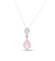 Pembe Kuvars ve Zirkon Taşlı 925 Ayar Gümüş Bayan Kolye 201021885