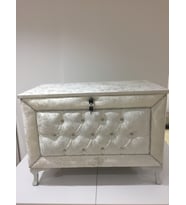 Çeyiz 17368 SANDIK Kapitone Model 3lü Set Krem Kadifemsi Kumaş İçi Tela El Yapı
