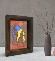 BK Gift Woman Line Tasarımlı Dekoratif Doğal Masif Ahşap Çerçeve 15x20cm-3 (Beyaz)