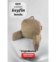 Kolçaklı TV Yastığı Okuma Yastığı Sırt Destek Yastığı Fermuarlı Yastık (Bej)