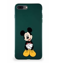 Apple iPhone 7 Plus Soft Premier Kapak Mickey Mouse-A Tasarımlı Silikon Kılıf - Yeşil (Şeffaf)