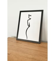 Modern Siyah Çerçeveli Kadın Silüetli Ahşap Tablo  3D Katmanlı Dekor – 25x20 cm (Siyah - Beyaz)