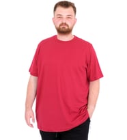 Mode XL Büyük Beden Erkek T-Shirt Bisiklet Yaka U25035 Bordo