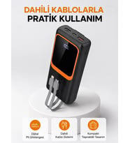 Powerbank 20000 Mah Dijital Ekranlı Ve Çok Kablolu Hızlı Şarj Cihazı