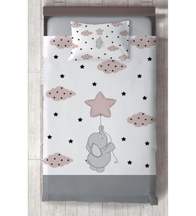 MEKTA HOME BEBEK VE ÇOCUK ODASI Fil ve Seksek Desenli Yatak Örtüsü