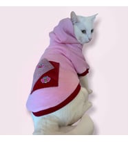 Pink Burgundy Bee Kapşonlu Sweatshirt  Kedi Kıyafeti 