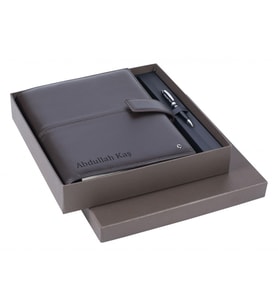 İsme Özel Scrikss Mini Pen Siyah & A5 Ajanda Soft Kahverengi