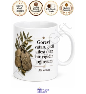Asker Babasına Hediye Baskılı Kupa Bardak Askerlik Hatıra Hediyesi