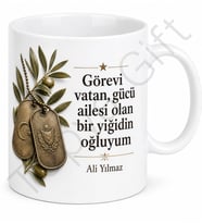 Asker Babasına Hediye Baskılı Kupa Bardak Askerlik Hatıra Hediyesi