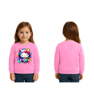 Unisex Hello Kity Baskılı Çocuk Swaetshirt 3 İplik Şardonlu (Pembe)