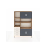 Arges Dolap 8 Raflı 4 Çekmeceli 4 Kapaklı 132x30x195 Çam-Antrasit/Aytaşı