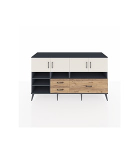 Kronos Konsol 8 Raflı 3 Çekmeceli 4 Kapaklı 176x59x99 Antrasit-Aytaşı/Çam