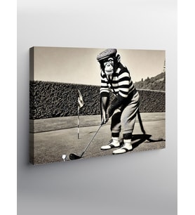 Kanvas Tablo Golfçü Maymun Komik Bir An