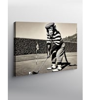 Kanvas Tablo Golfçü Maymun Komik Bir An