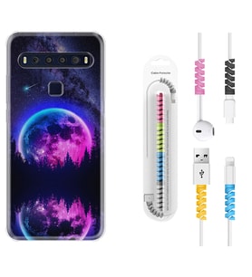 TCL 10L 10 Plus 10SE 20E 20SE 30SE L7 Kılıf Kablo Koruma Spiral Silikon Star Planet 1652