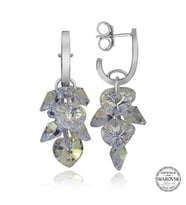 Swarovski Crystal Taşlı Gümüş Kalp Salkım Sallantılı Çivili Kadın Küpe