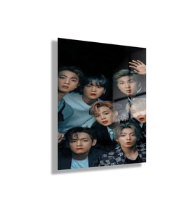Temperli Gerçek Cam Tablo Müzik Grubu BTS Portreler