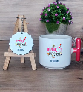Din Kültürü Öğretmeni Hediye Seti Kupa Bardak T Kulplu ve Anahtarlık Öğretmenler Günü Hediyesi (Model 1)