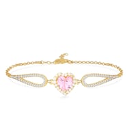 925 Ayar Gümüş Swarovski Pembe Kalp Bileklik