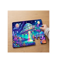 Uzay Canlıları Tasarımlı 24 Parça Ahşap Çocuk Puzzle