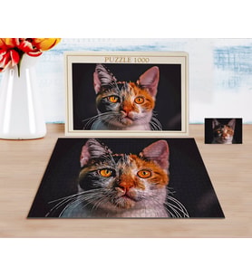 BK Gift Kişiye Özel Tam Boy Kedi Karikatürlü 1000 Parça Profesyonel Puzzle-1