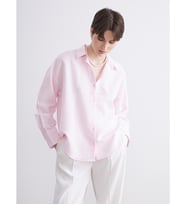 LCW Vision Pembe Çizgili Oversize Modal Karışımlı Kadın Gömlek