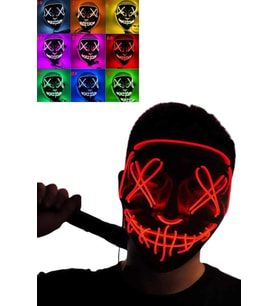 Northcity LED Işıklı Neon Maske Cadılar Bayramı Korku Maskesi - Etkileyici Neon Işık Performansı