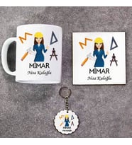 Mimara Özel Kupa Bardak Altlık ve Anahtarlık Hediye Seti (Model 1)
