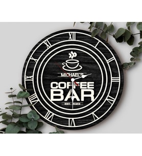 BK Gift Kafelere Özel Dekoratif Siyah Ahşap Duvar Saati 35cm-2 , Bar Duvar Saati , Cafe Duvar Saati , Özel Ahşap Saat