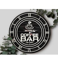 BK Gift Kafelere Özel Dekoratif Siyah Ahşap Duvar Saati 35cm-2 , Bar Duvar Saati , Cafe Duvar Saati , Özel Ahşap Saat