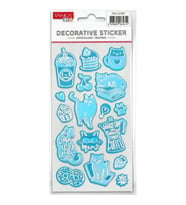 TANEX KIDS TNX-27107 DEKORATİF ETİKETLER - PUFFY PARLAK ŞEKER KEDİ SERİSİ STICKER