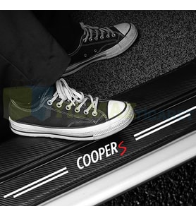 Mini Cooper S Uyumlu Karbon Kapı Eşiği Koruma Araba Etiket Oto Sticker Yapıştırma 4 Parça