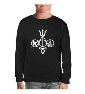Multifandom Symbols Siyah Çocuk Sweatshirt