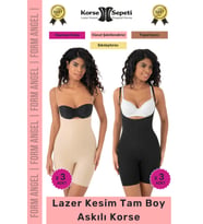 #Korse 2 Beden Küçülten Sıkılaştırıcı Kaymaz Kadın Lazer Kesim Tam Boy Askılı Korse 6'lı Set (Siyah-Bej)