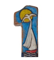 El Yapımı Deniz Temalı Seramik Kapı No.1 - 8x13 cm - Akdeniz/Ege ruhu - Dekoratif Ev, Villa, Site Girişi, Dış Mekan ve Apartman Girişi
