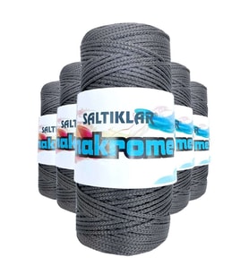 5 Adet Polyester Makrome İpi 420 Koyu Gri 100 gr