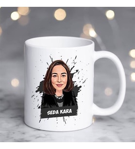 Kişiye Özel Kadına Hediyelik Karikatürlü Kupa Bardak