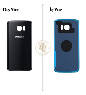 Samsung Galaxy S7 Edge Siyah İnci Renk Arka Kapak Arka Cam Batarya Kapağı Pil Kapağı Lazer Kesim Back Cover Galaxy S7 Edge Uyumlu