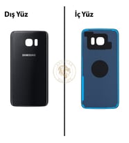 Samsung Galaxy S7 Edge Siyah İnci Renk Arka Kapak Arka Cam Batarya Kapağı Pil Kapağı Lazer Kesim Back Cover Galaxy S7 Edge Uyumlu